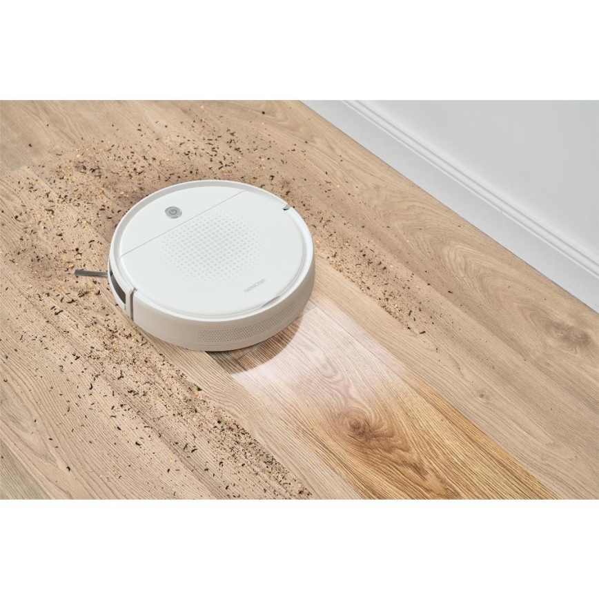Sencor - Odkurzacz robotyczny z mopem 2w1 18W/1500 mAh biały + zdalne sterowanie