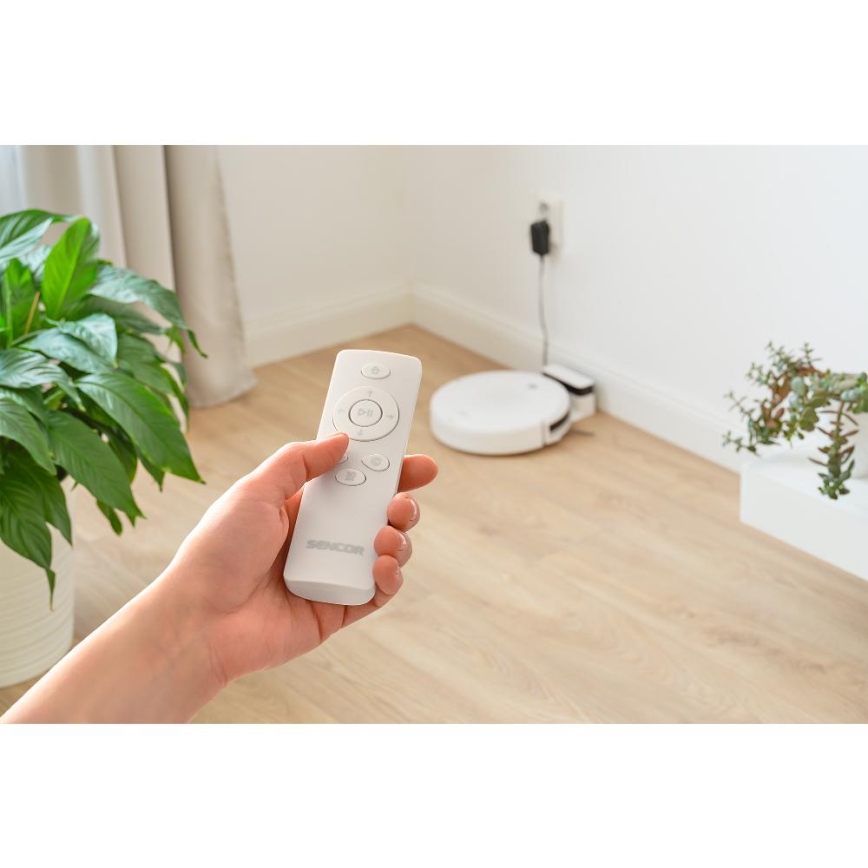 Sencor - Odkurzacz robotyczny z mopem 2w1 18W/1500 mAh biały + zdalne sterowanie