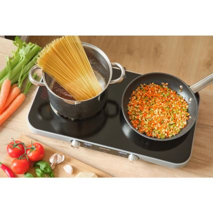 Sencor - Płyta ceramiczna szklana z 2 palnikami z wyświetlaczem LCD 3500W/230V