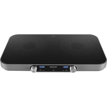 Sencor - Płyta ceramiczna szklana z 2 palnikami z wyświetlaczem LCD 3500W/230V