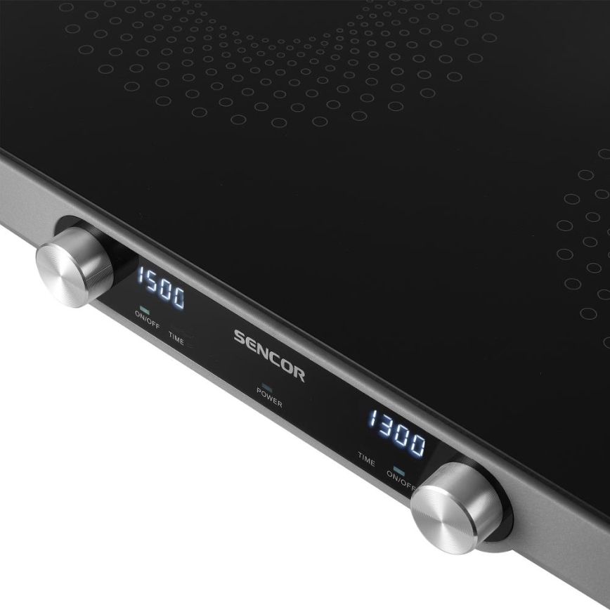 Sencor - Płyta ceramiczna szklana z 2 palnikami z wyświetlaczem LCD 3500W/230V