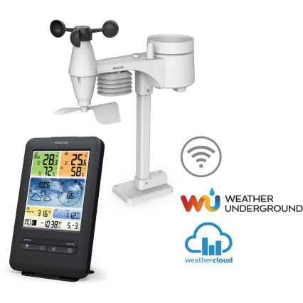Sencor - Profesjonalna stacja pogodowa z kolorowym wyświetlaczem LCD 1xCR2032 + 3xAA Wi-Fi