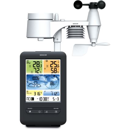 Sencor - Profesjonalna stacja pogodowa z kolorowym wyświetlaczem LCD 1xCR2032 + 3xAA Wi-Fi
