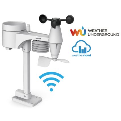 Sencor - Profesjonalna stacja pogodowa z kolorowym wyświetlaczem LCD 1xCR2032 + 3xAA Wi-Fi