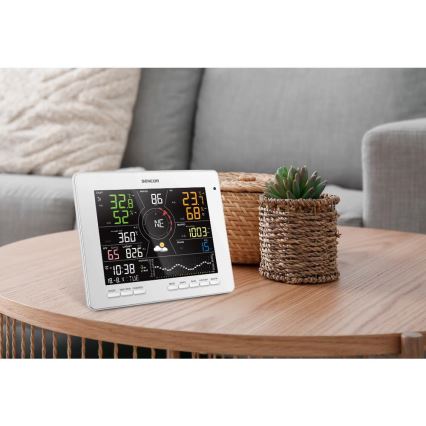 Sencor - Profesjonalna stacja pogodowa z kolorowym wyświetlaczem LCD 5V 1xCR2032 + 3xAA + 2xAA Wi-Fi Tuya