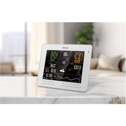 Sencor - Profesjonalna stacja pogodowa z kolorowym wyświetlaczem LCD 5V 1xCR2032 + 3xAA + 2xAA Wi-Fi Tuya