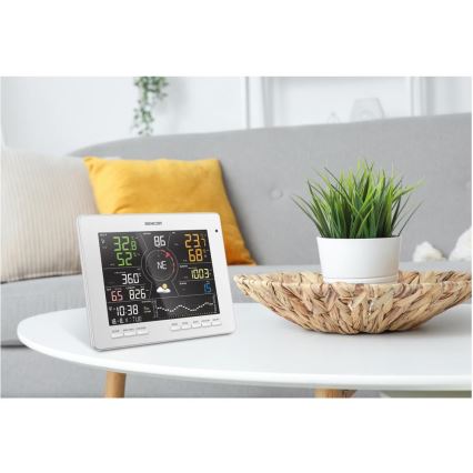 Sencor - Profesjonalna stacja pogodowa z kolorowym wyświetlaczem LCD 5V 1xCR2032 + 3xAA + 2xAA Wi-Fi Tuya