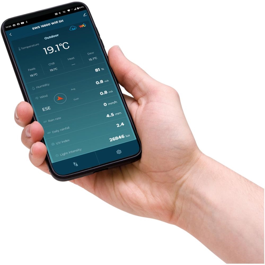Sencor - Profesjonalna stacja pogodowa z kolorowym wyświetlaczem LCD 5V 1xCR2032 + 3xAA + 2xAA Wi-Fi Tuya