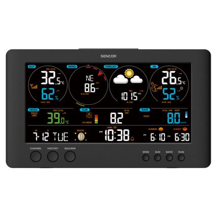 Sencor - Profesjonalna stacja pogodowa z kolorowym wyświetlaczem LCD 5V/1xCR2032 + 3xAA Wi-Fi