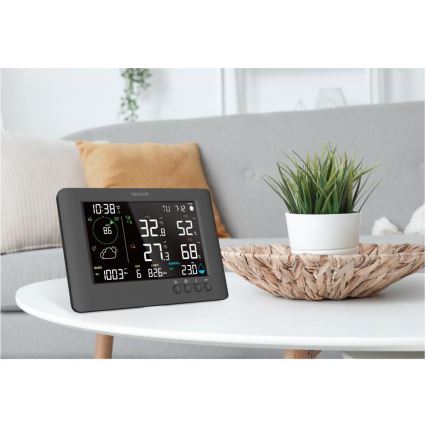 Sencor - Profesjonalna stacja pogodowa z kolorowym wyświetlaczem LCD i budzikiem 5V/1xCR2032 + 3xAA Wi-Fi