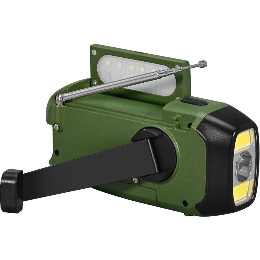 Sencor - Radio kempingowe z panelem solarnym i LED latarką 5V/2000 mAh IPX4 zielony