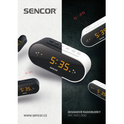 Sencor - Radiobudzik z LED wyświetlaczem i projektorem 5W/230V 1xCR2032 biały