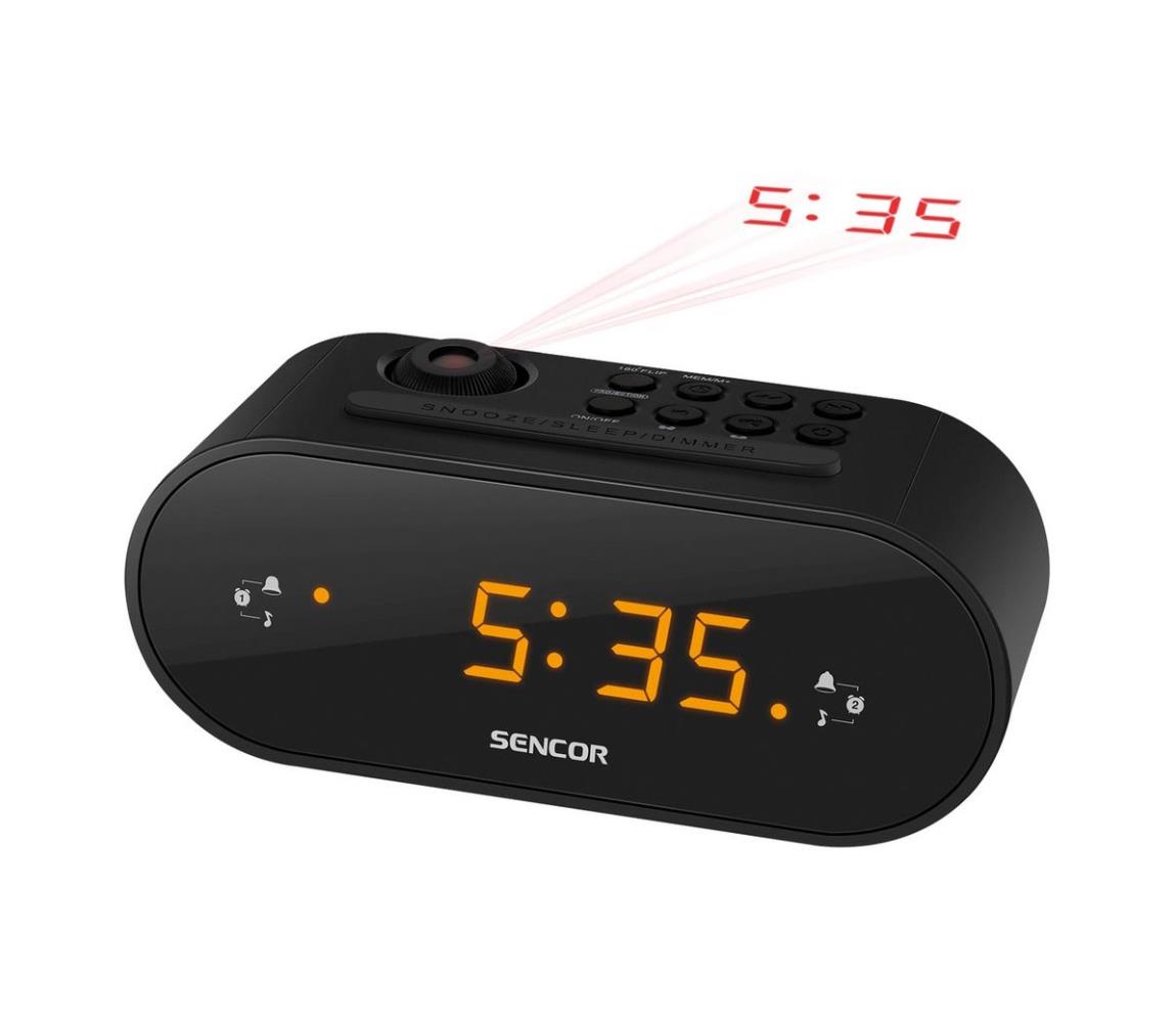 Sencor - Radiobudzik z wyświetlaczem LED i projektorem 5W/230V czarny