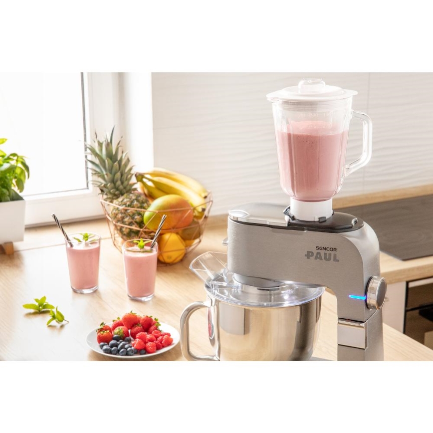 Sencor - Wielofunkcyjny robot kuchenny z misą ze stali nierdzewnej 1500W/230V matowy chrom