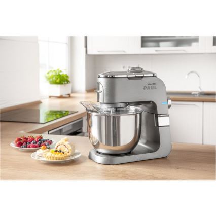 Sencor - Wielofunkcyjny robot kuchenny z misą ze stali nierdzewnej 1500W/230V matowy chrom