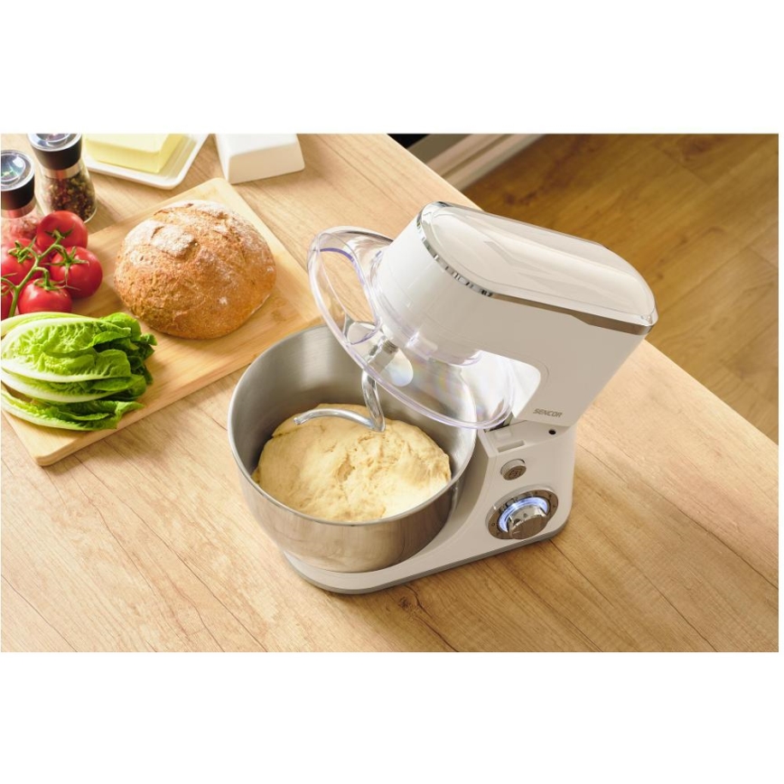 Sencor - Robot kuchenny z miską ze stali nierdzewnej 1300W/230V biały