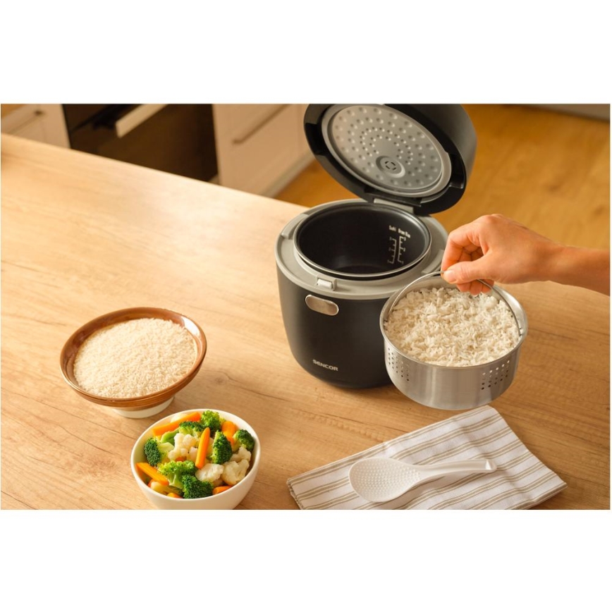 Sencor - Ryżowar 350W/230V 0,6 l czarny