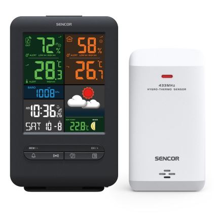 Sencor - Stacja meteorologiczna z kolorowym wyświetlaczem LCD 5V/1xCR2032 + 2xAA
