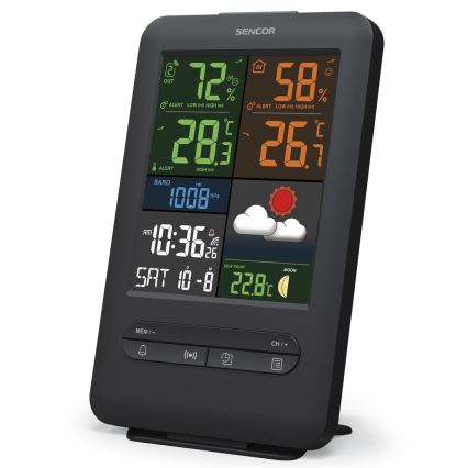 Sencor - Stacja meteorologiczna z kolorowym wyświetlaczem LCD 5V/1xCR2032 + 2xAA