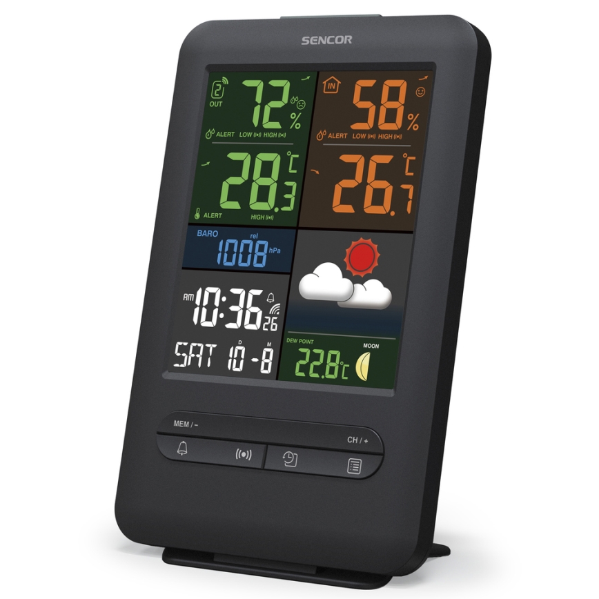 Sencor - Stacja meteorologiczna z kolorowym wyświetlaczem LCD 5V/1xCR2032 + 2xAA