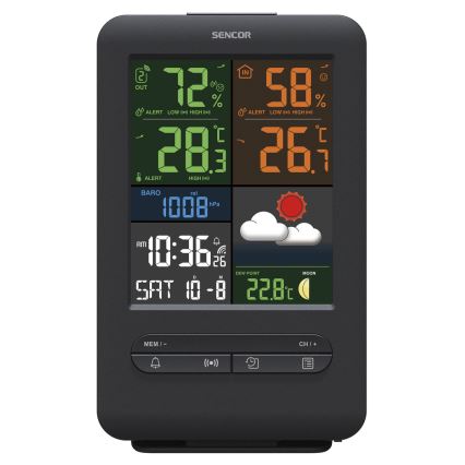 Sencor - Stacja meteorologiczna z kolorowym wyświetlaczem LCD 5V/1xCR2032 + 2xAA