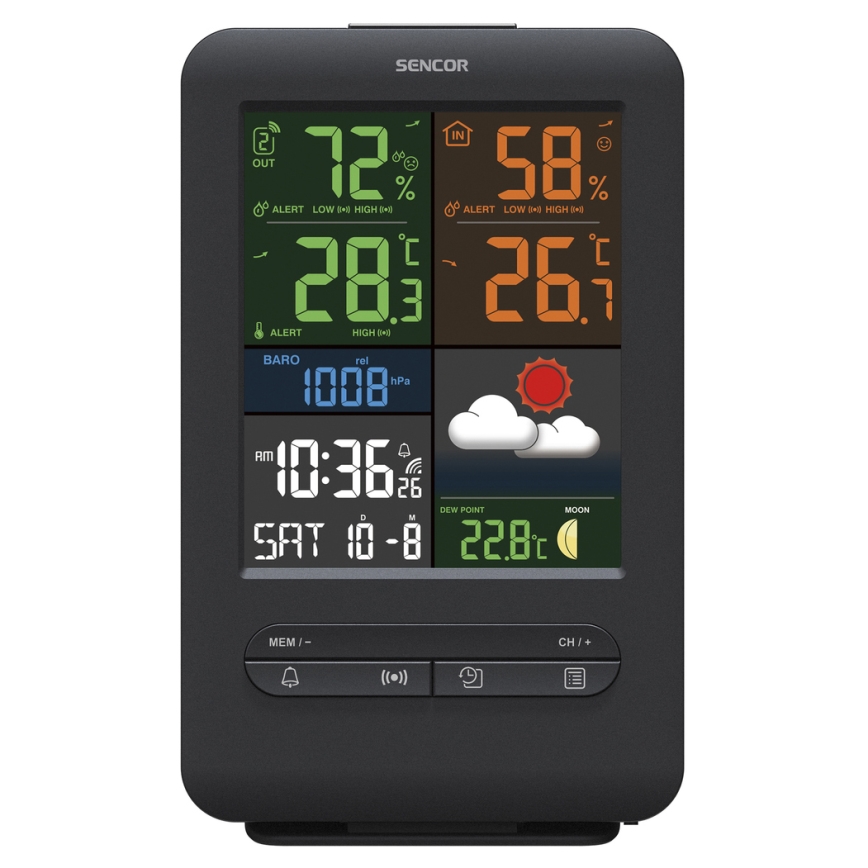Sencor - Stacja meteorologiczna z kolorowym wyświetlaczem LCD 5V/1xCR2032 + 2xAA