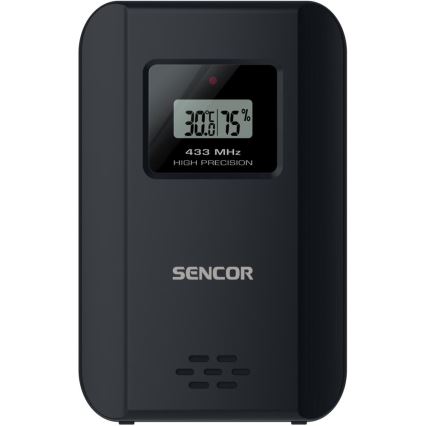 Sencor - Stacja meteorologiczna z kolorowym wyświetlaczem LCD i budzikiem 3xAAA + 2x AA czarny