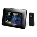 Sencor - Stacja meteorologiczna z kolorowym wyświetlaczem LCD i budzikiem 3xAAA + 2xAA czarny