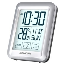 Sencor - Stacja pogodowa z wyświetlaczem LCD z budzikiem 2xAAA