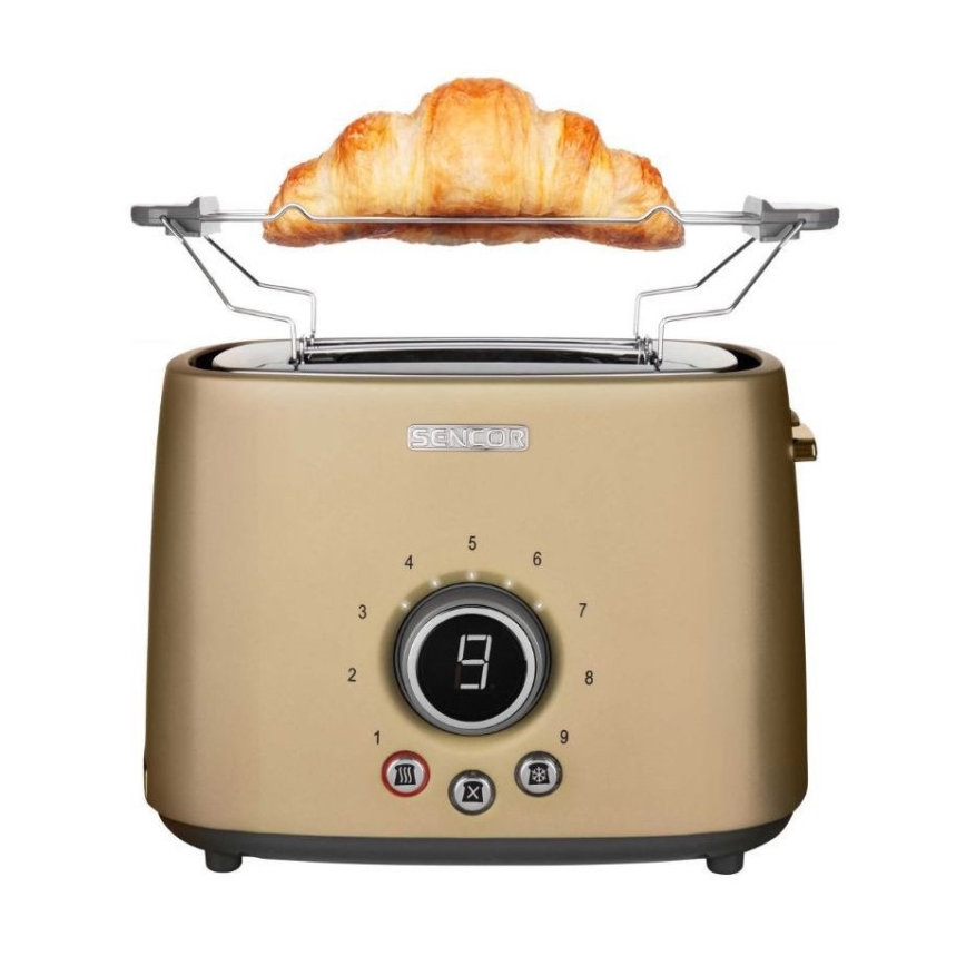 Sencor - Toster z dwoma otworami i podgrzewaczem 1000W/230V beżowy