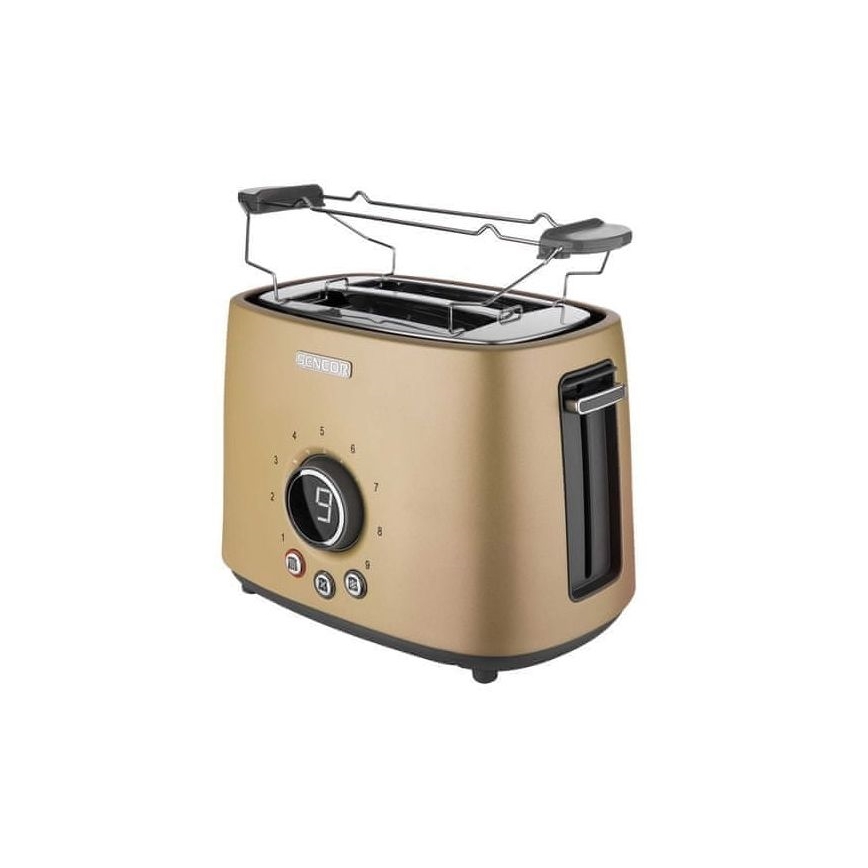 Sencor - Toster z dwoma otworami i podgrzewaczem 1000W/230V beżowy