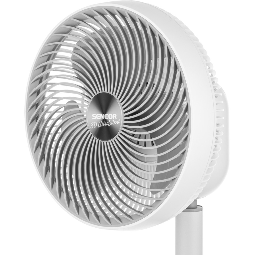 Sencor - Wentylator podłogowy 3D UltraSilent 26W/230V biały + pilot zdalnego sterowania