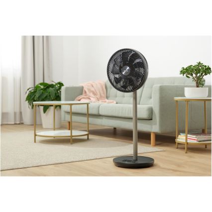 Sencor - Wentylator stojący 3D UltraSilent 26W/230V Wi-Fi czarny + pilot zdalnego sterowania