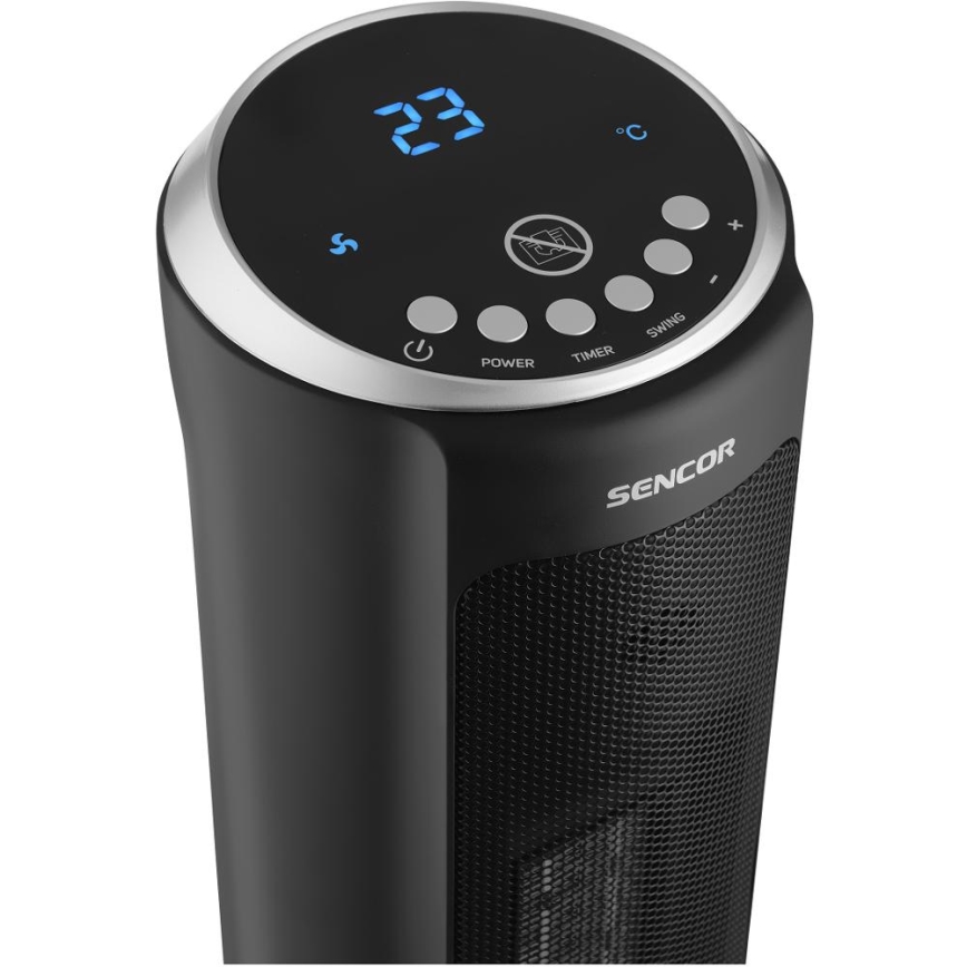 Sencor - Wentylator z ceramicznym elementem grzewczym 1300/2200W/230V czarny + z pilotem zdalnego sterowania