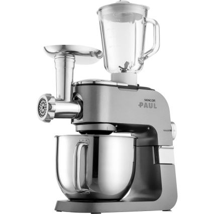 Sencor - Wielofunkcyjny robot kuchenny z miską ze stali nierdzewnej 1500W/230V matowy chrom
