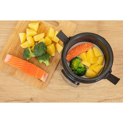 Sencor - Wielofunkcyjny ryżowar 350W/230V 0,6 l stal nierdzewna/czarny