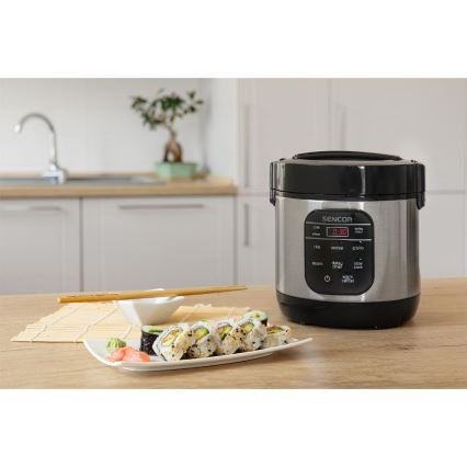 Sencor - Wielofunkcyjny ryżowar 350W/230V 0,6 l stal nierdzewna/czarny