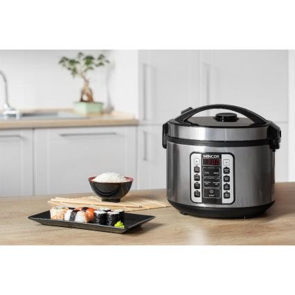 Sencor - Wielofunkcyjny ryżowar 700W/230V 1,5 l stal nierdzewna/czarny