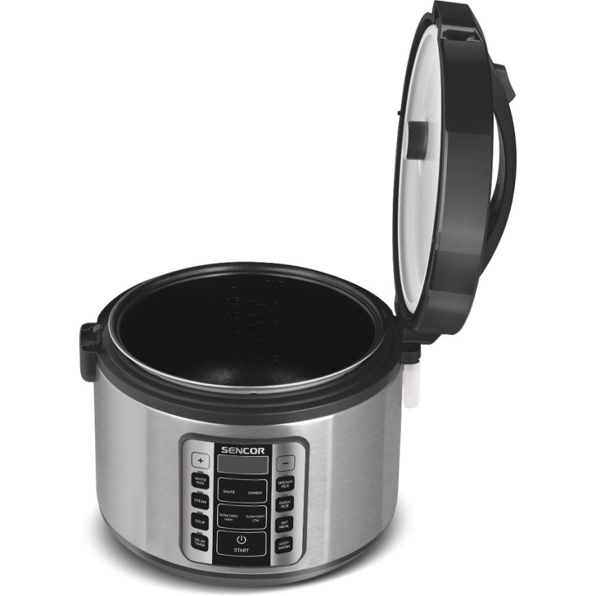 Sencor - Wielofunkcyjny ryżowar 700W/230V 1,5 l stal nierdzewna/czarny