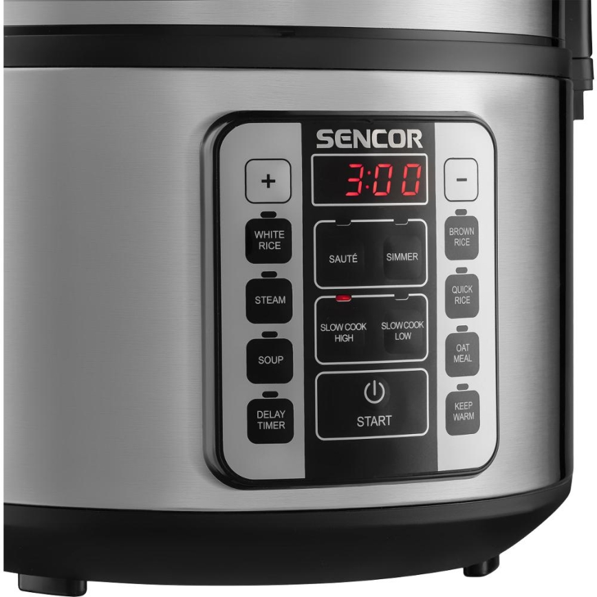 Sencor - Wielofunkcyjny ryżowar 700W/230V 1,5 l stal nierdzewna/czarny