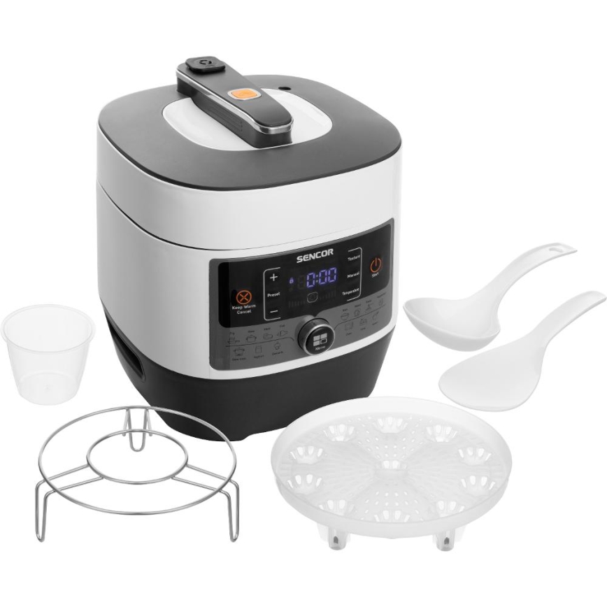 Sencor - Wielofunkcyjny szybkowar elektryczny 5,5 l 1000W/230V biały/czarny