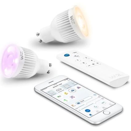 SET 2x LED RGBW Ściemnialna żarówka GU10/6,5W/230V 2200-6500K Wi-Fi + pilot - WiZ