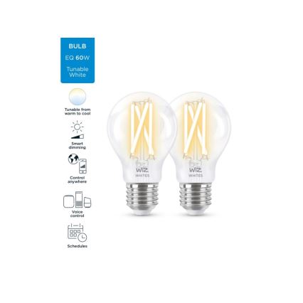 SET 2x LED Ściemnialna żarówka VINTAGE FILAMENT A60 E27/6,7W/230V 2700-6500K CRI 90 Wi-Fi - WiZ