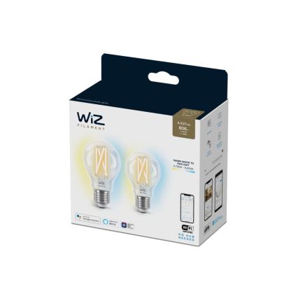 SET 2x LED Ściemnialna żarówka VINTAGE FILAMENT A60 E27/6,7W/230V 2700-6500K CRI 90 Wi-Fi - WiZ