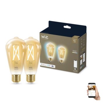 SET 2x LED Ściemnialna żarówka VINTAGE FILAMENT ST64 E27/6,7W/230V 2000-5000K Wi-Fi - WiZ