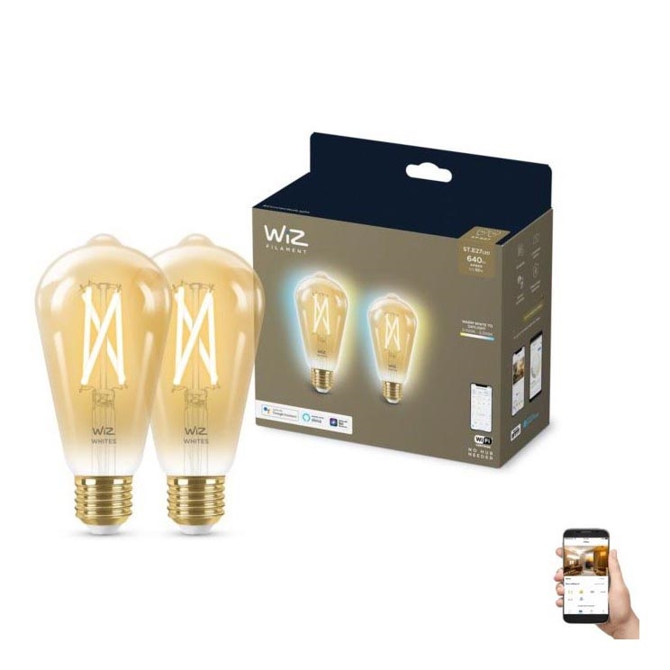SET 2x LED Ściemnialna żarówka VINTAGE FILAMENT ST64 E27/6,7W/230V 2000-5000K Wi-Fi - WiZ