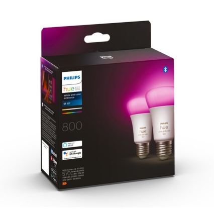 SET 2x LED Ściemniana żarówka Philips Hue White And Color Ambiance A60 E27/6,5W/230V 2000-6500K