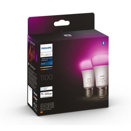 SET 2x LED Ściemniana żarówka Philips Hue White And Color Ambiance A60 E27/9W/230V 2000-6500K