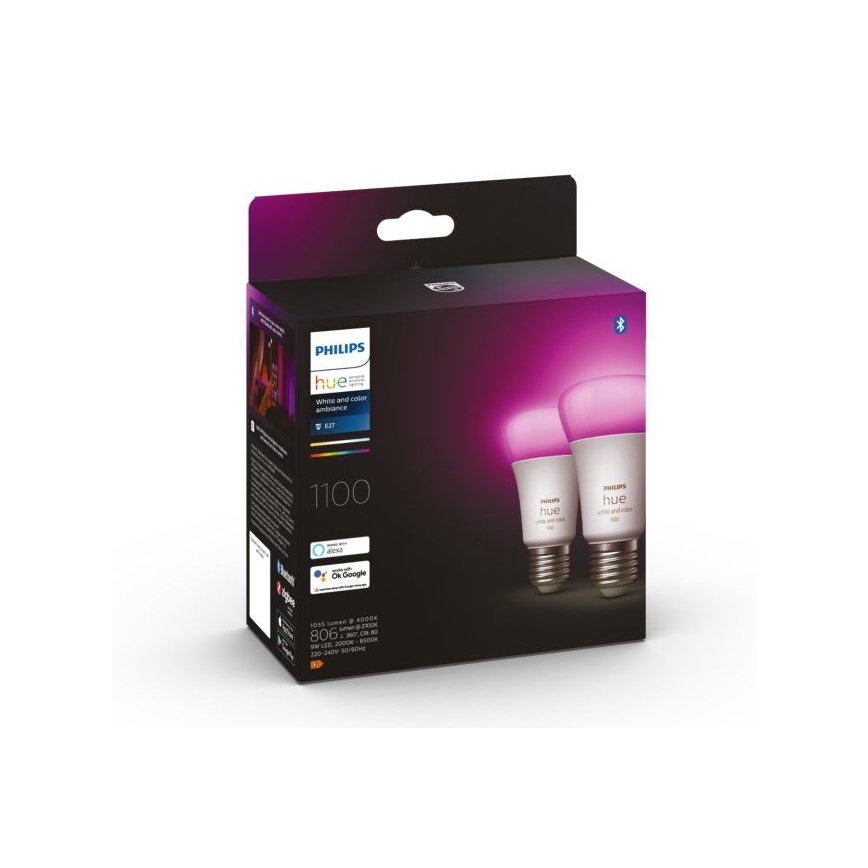 SET 2x LED Ściemniana żarówka Philips Hue White And Color Ambiance A60 E27/9W/230V 2000-6500K