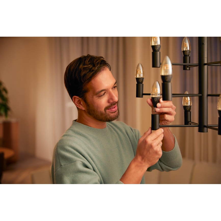 SET 2x LED Ściemniana żarówka Philips Hue WHITE FILAMENT E14/4,5W/230V 2100K
